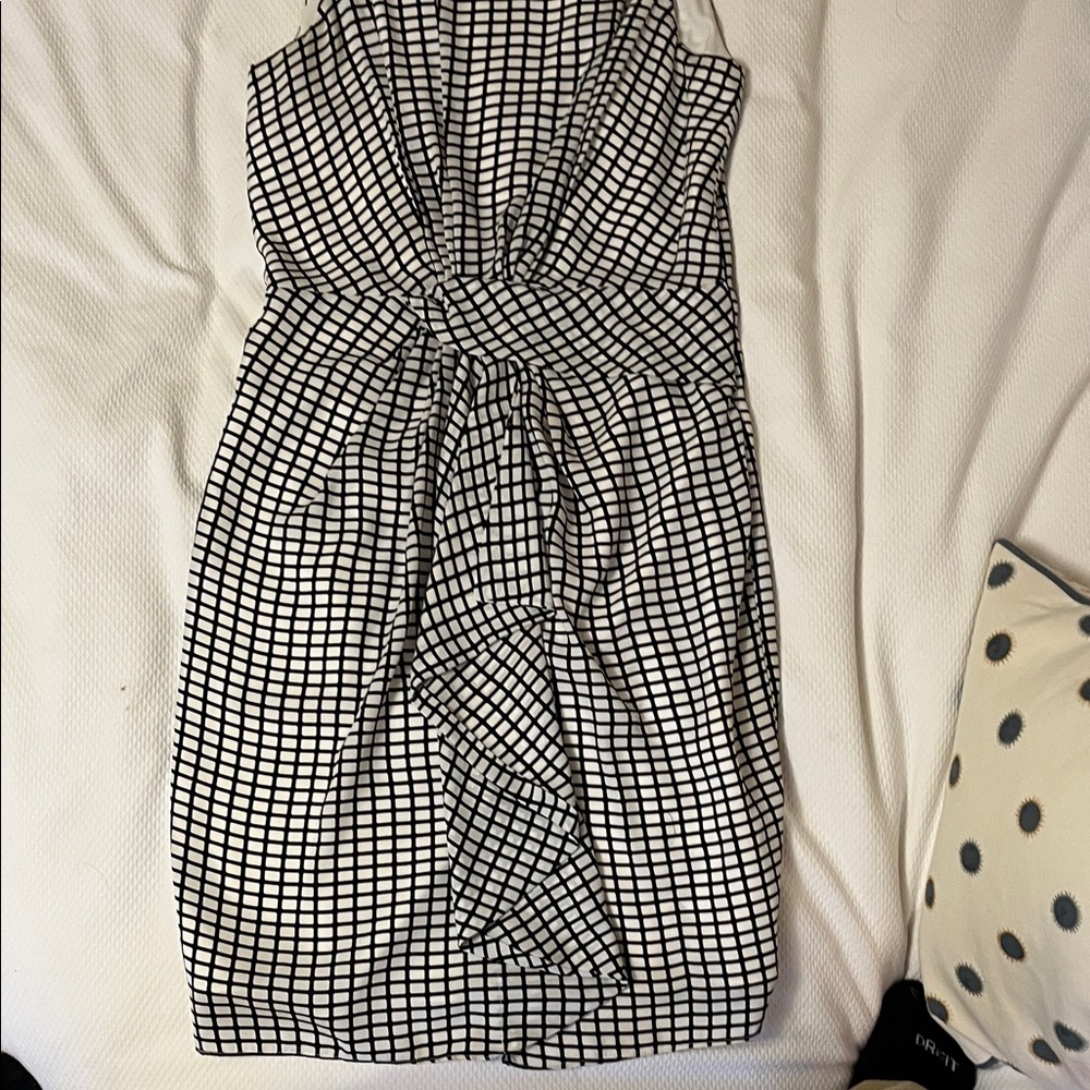 Badgley Mischka Black and White Grid Midi Dress